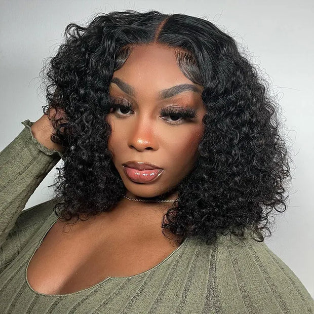 Upgrade Pull Go Deep Wave Curly Glueless Bob V Part Wig