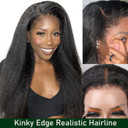 4C Edge Hairline Kinky Straight 13x4 &13x6 HD Transparent Lace Front Wigs With Kinky Edges Baby Hair