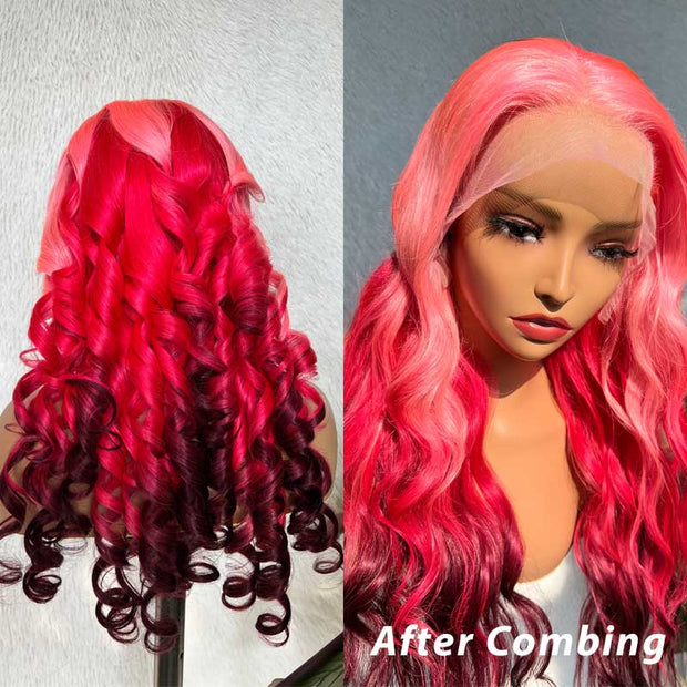 Barbie-Pink-Ombre-Three-Colors-Body-Wave-13x4-Transparent-Lace-Frontal-Wig-Human-Hair