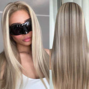 Pre Cut Lace Wear & Go Blonde Balayage on Brown Highlight 4x4 & 5x5 Transparent Lace Straight Human Hair Wigs