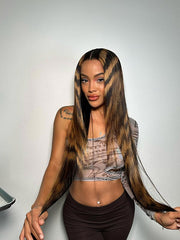 Blonde-Highlight-Patches-Transparent-Lace-Front-Straight-Hair-Wig