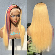 Blonde-With-Mix-Color-Silk-Straight-Human-Hair-4x4-13x4-Transparent-Lace-Wigs-For-Women