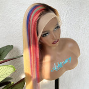 Blonde-With-Mix-Color-Silk-Straight-Human-Hair-4x4-13x4-Transparent-Lace-Wigs