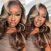 Brown Highlight Swiss Lace Wigs 