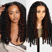 Brown Highlight Burmese Curly Glueless 13x6 Full Pull Go Lace Front Pre-Everything Human Hair Wig