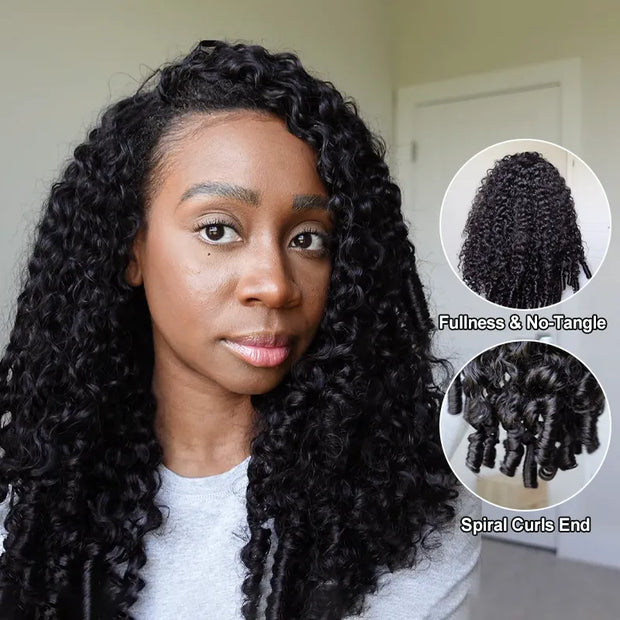 3 In 1 Half Wig Burmese Curly Glueless Install Half Wig 