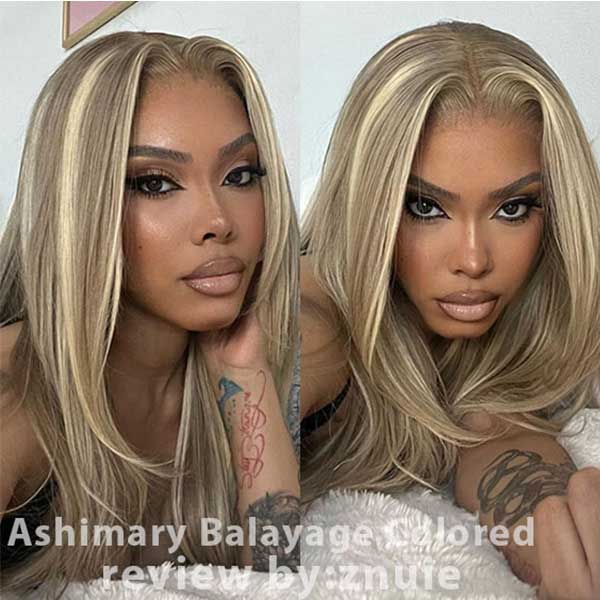 13x4 Lace Frontal Wig With Customized Blonde Balayage on Brown Hair