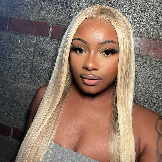 13x4 Lace Frontal Wig With Customized Blonde Balayage on Brown Hair
