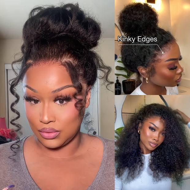 Flash Sale Upgrade Kinky Edges Hairline Invisi-Strap Cozy Snug Fit 360 Skin Lace Pre Everything Wigs
