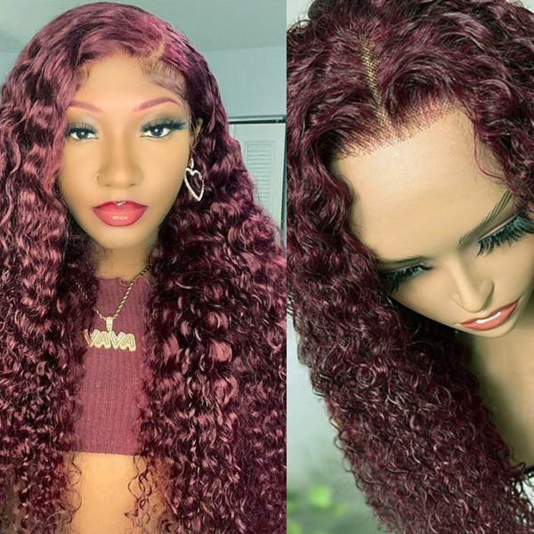 Dark-Burgundy-99J-Jerry-Curly -Frontal-Glueless-Lace-Wig