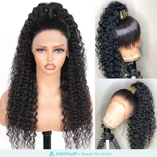 Deep Wave Full Lace Wig Human Hair Wigs 180% Density