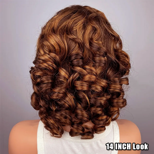 Eggwig Egg Roll Bob Curly Highlight HD Transparent Lace Frontal Wigs Human ...