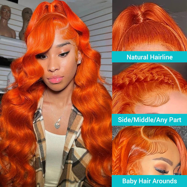 Ginger Wavy Hair 4x4 5x5 6x6 Body Wave Glueless Lace Wigs Ashimary Virgin Hair