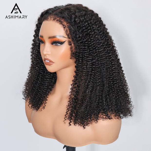 Flash Sale 4C Kinky Edges Curly Hair Transparent HD Lace Front Wigs With Realistic Hairline