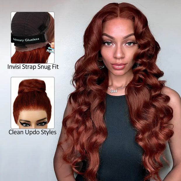 Flash Sale Reddish Brown Invisi-Strap 360 Skin Lace Frontal Glueless Wig
