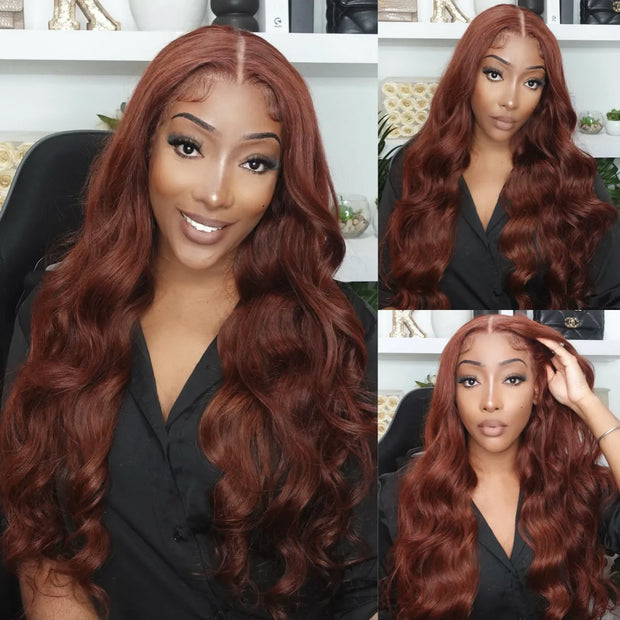 Flash Sale Reddish Brown Invisi-Strap 360 Skin Lace Frontal Glueless Wig