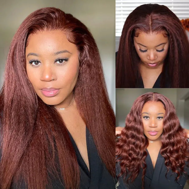 Flash Sale Reddish Brown Invisi-Strap 360 Skin Lace Frontal Glueless Wig