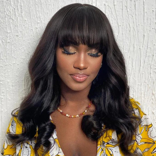 Throw on & Go Body Wave Wig with Bangs