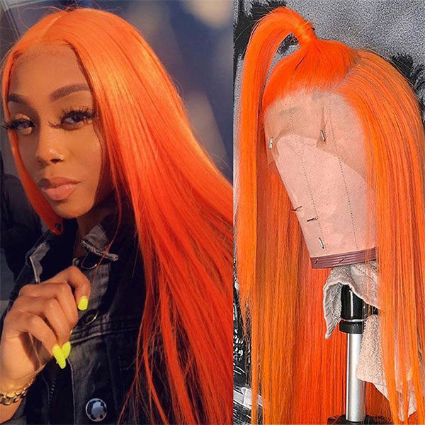 BOGO SALE: $139=16' Ginger Color 13x4 Lace Frontal Wig +Natural Color 10'' Bob Glueless 4x4 Closure Wig