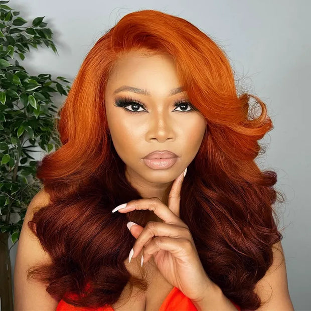 Ginger Brown Ombre Body Wave 6x4.5 Transparent Skin Lace 