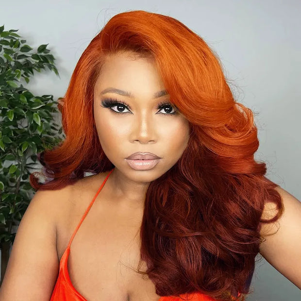 Ginger Brown Ombre Body Wave 6x4.5 Transparent Skin Lace 