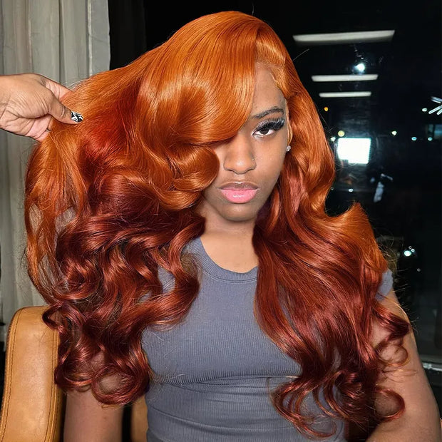 Ginger Brown Ombre Body Wave 6x4.5 Transparent Skin Lace 