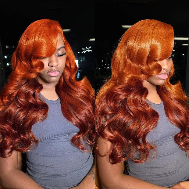 Ginger Brown Ombre Body Wave 6x4.5 Transparent Skin Lace 