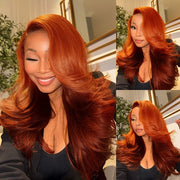 Ginger Brown Ombre Body Wave 6x4.5 Transparent Skin Lace 