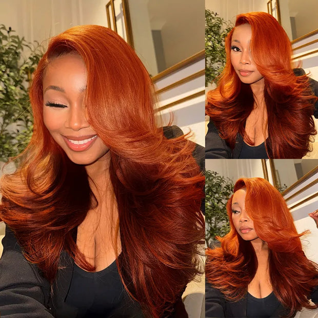 Ginger Brown Ombre Body Wave 6x4.5 Transparent Skin Lace 