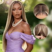 Highlight Blonde Ombre Straight Wig 6x4.5 Transparent Glueless Lace Beginner Friendly Ready To Go Wig