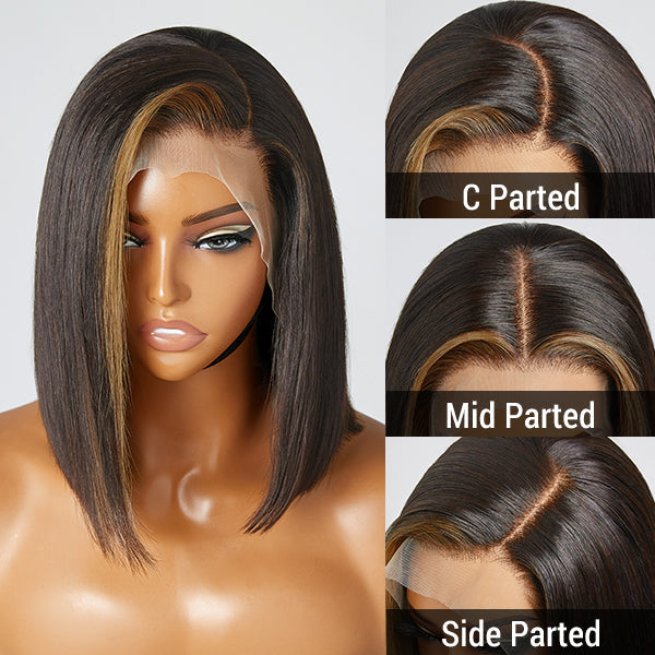Gorgeous Skunk Strip Highlight Short Wigs Lace Front/ Closure Wigs 