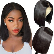 Glueless Blunt Cut Undetectable Bob Straight Lace Wig 10A Human Hair