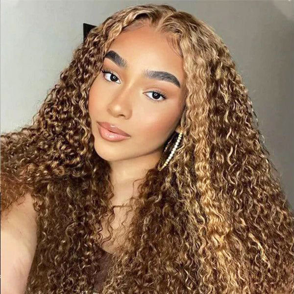 Ashimary Wear And Go Highlight Piano Color Human Hair Water Wave Lace front Wig Beginner friendly