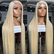 Invisible HD Lace 613 Blonde 13x4 Lace Front Straight Human Hair Wig Pre-plucked
