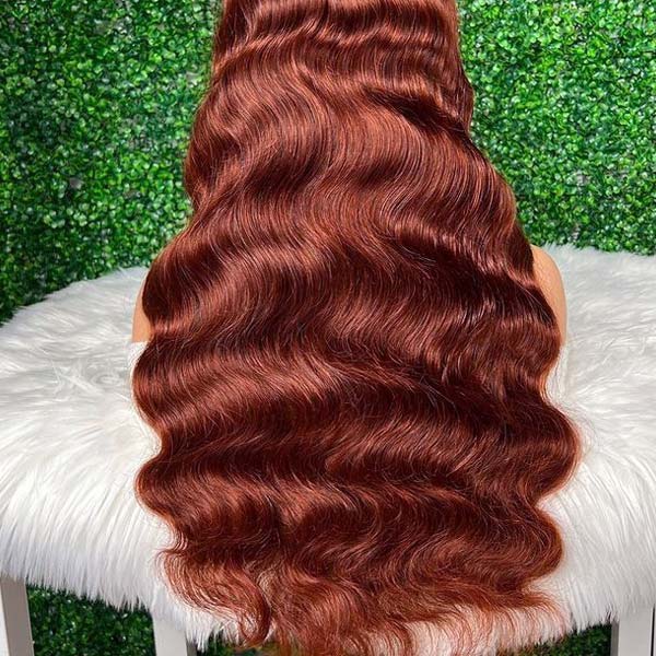 Throw On & Go Reddish Brown Body Wave Lace Human Hair Wig
