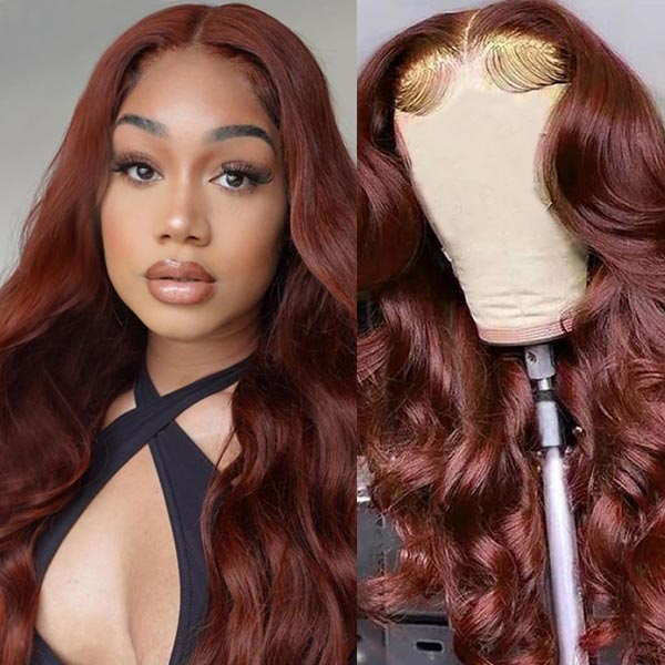 Install & GO Glueless 33# Reddish Brown Body Wave 4x4 13x4 Lace Wigs Wear On The Daily Wig