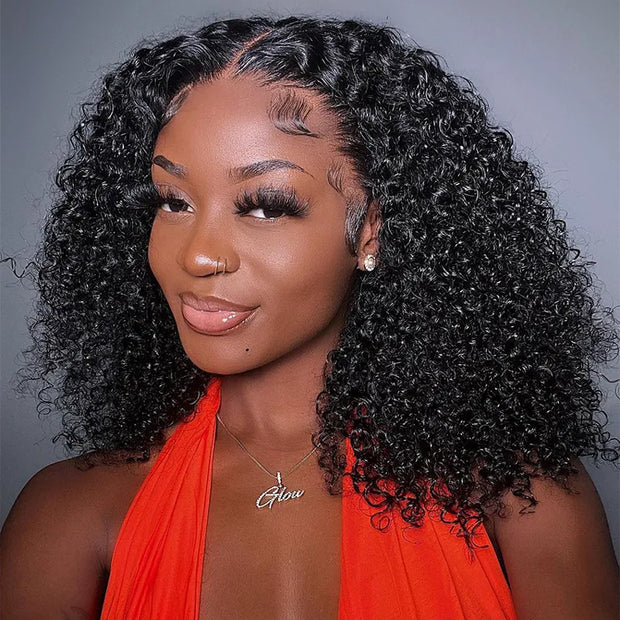 Pixie Jerry Curl Wig Black Bob Wig 10A Brazilian Human Hair