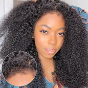 Flash Sale 4C Kinky Edges Transparent HD Lace Front Curly Wigs With Realistic Hairline