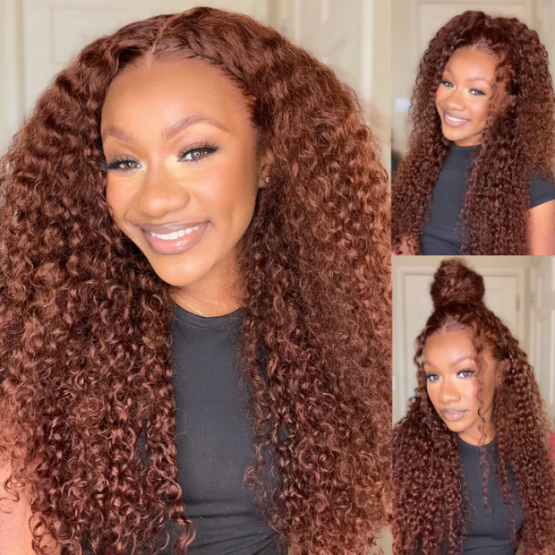 Flash Sale Reddish Brown Colored Human Hair 6x4.5 Pre-Cut Lace & 4x4/13x4Lace Frontal Wigs