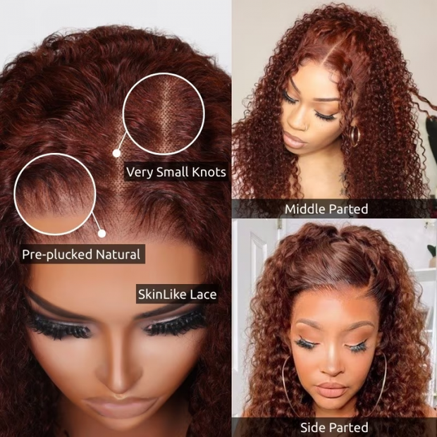 Flash Sale Reddish Brown Colored Human Hair 6x4.5 Pre-Cut Lace & 4x4/13x4Lace Frontal Wigs