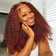 Reddish Brown Kinky Curly Lace Wigs