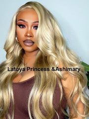 Shop by Influencer Blonde Highlight on Brown Hair 13x4 Lace Front Straight Wig, Styled by yourself. 26inch, 250% density