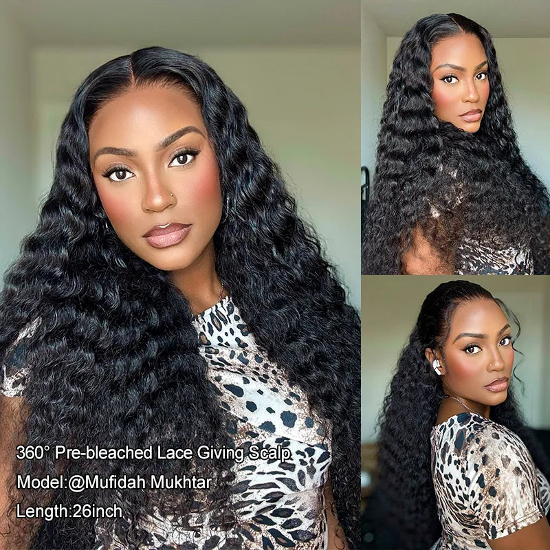 360 Deep Wave Lace Wig | Snug Fit, Pre-Cut & Bleached Knots