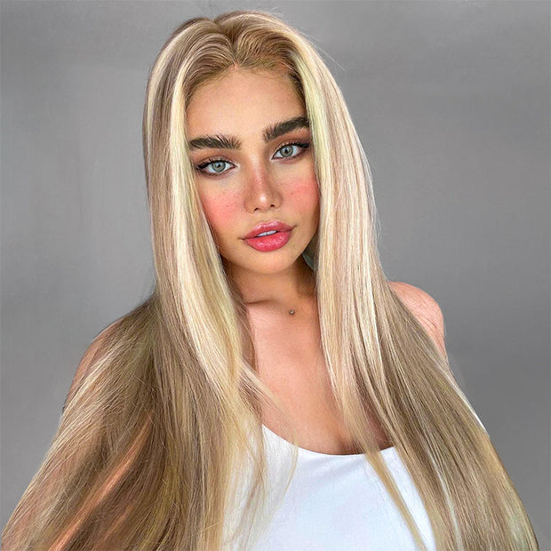 Customized Blonde Balayage on Brown Hair Transparent weargo Wig Ashimary Hair