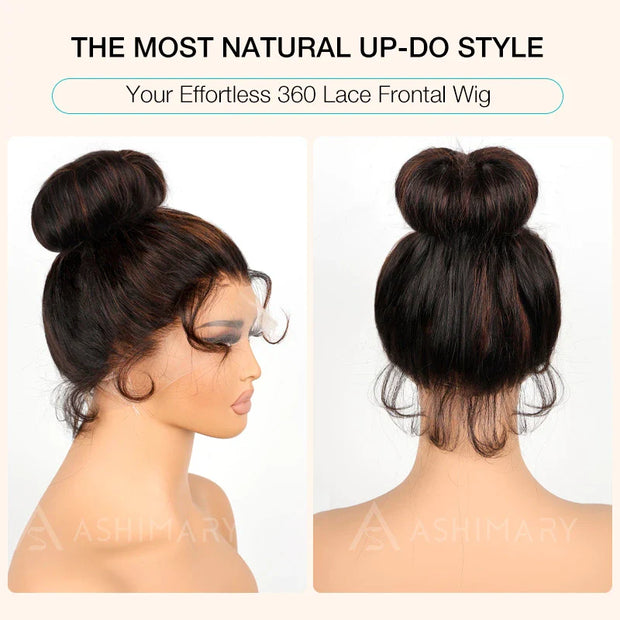 Ashimary  360 Skin Lace Cozy Invisi-Strap Deep Wave Dark Highlight Pre Everthing 360 Lace Frontal Glueless Install Wig