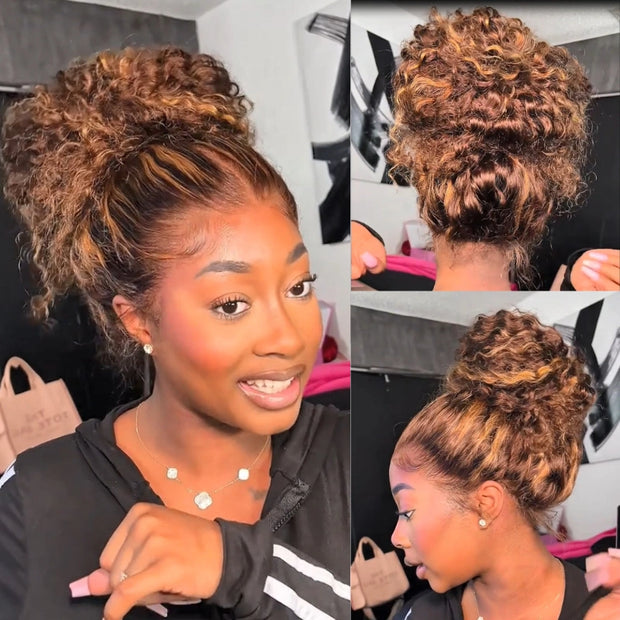 Water Wave Highlight Ombre Color Invisi Strap Snug Fit 360 Skin Lace Frontal Wig Glueless Human Hair