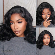 Pre-Styled Body Wave Short Bob Wig Transparent Lace Wigs