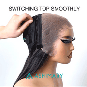 Ashimary PairUp Magic Lace Wig Straight Natural Black Pre-Cut Lace Wig With Optional Replaceable Zip Lace Top