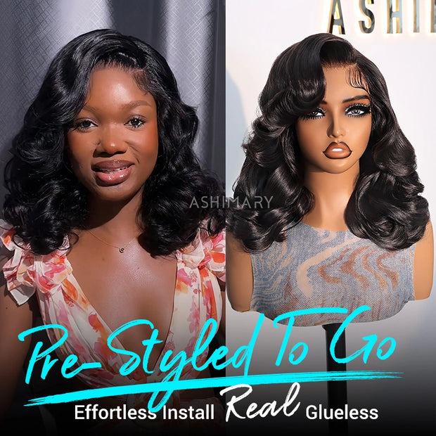 Pre-Styled Body Wave Short Bob Wig Transparent Lace Wigs