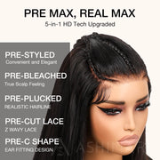 Pre-Braided Glueless Put On & Go 10x6 Parting Max Lace Frontal Wig Advance Baby Hair Pre-Everything Human Hair Braids Striahgt Hairstyle